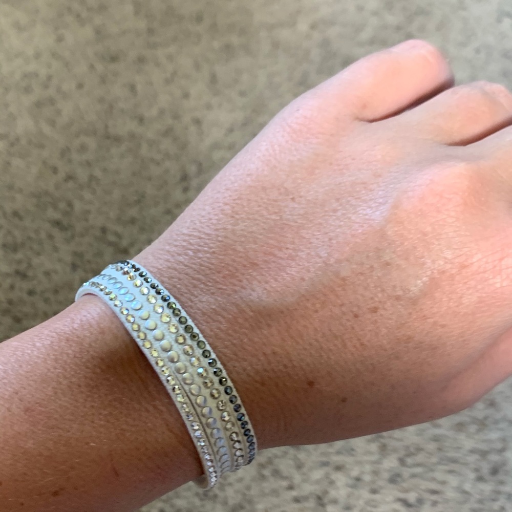 Multi-Row Fux Suede Rhinestone Bracelet